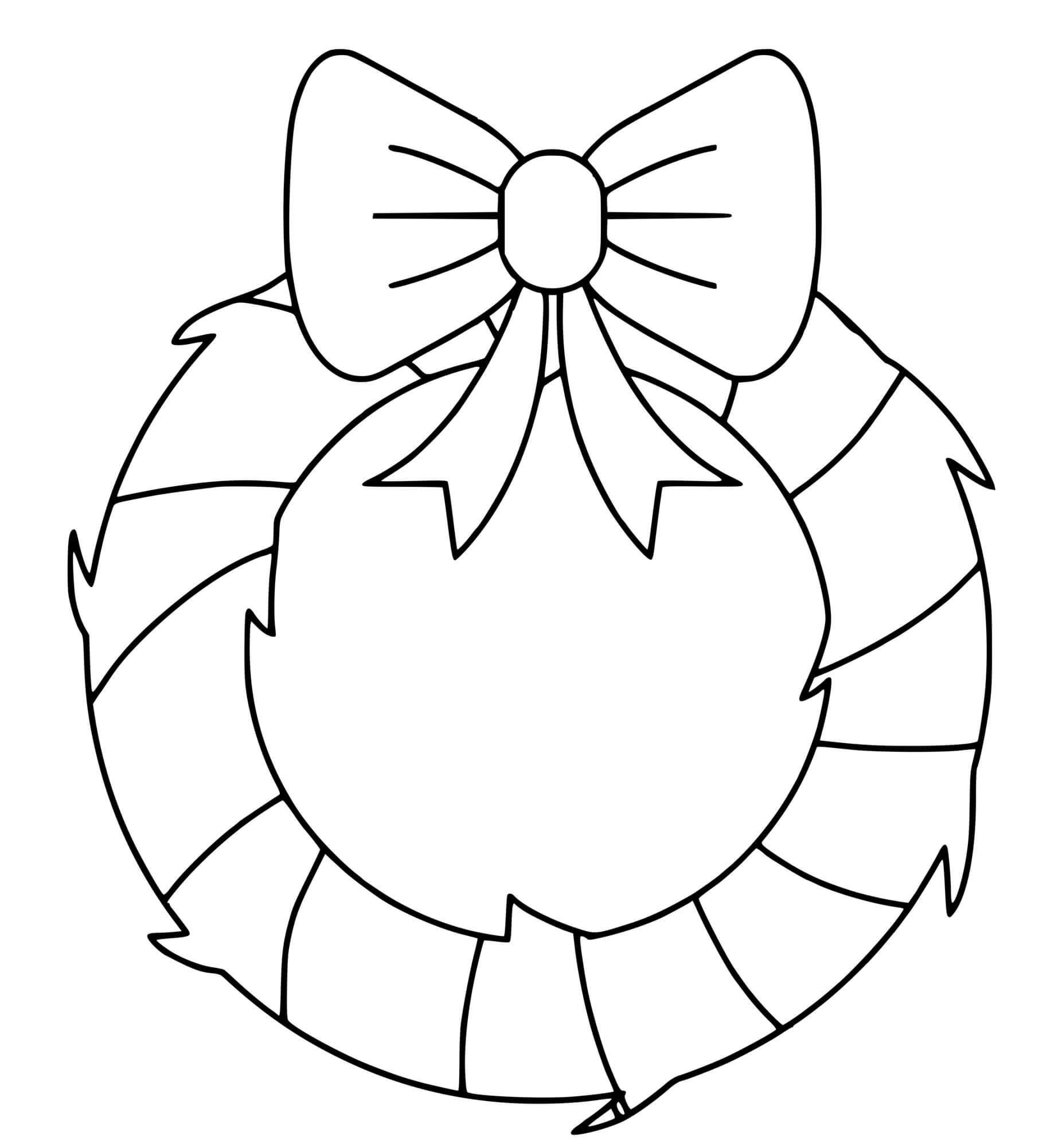 Coloriage Couronne Noël très facile - Couronne de Noël à imprimer