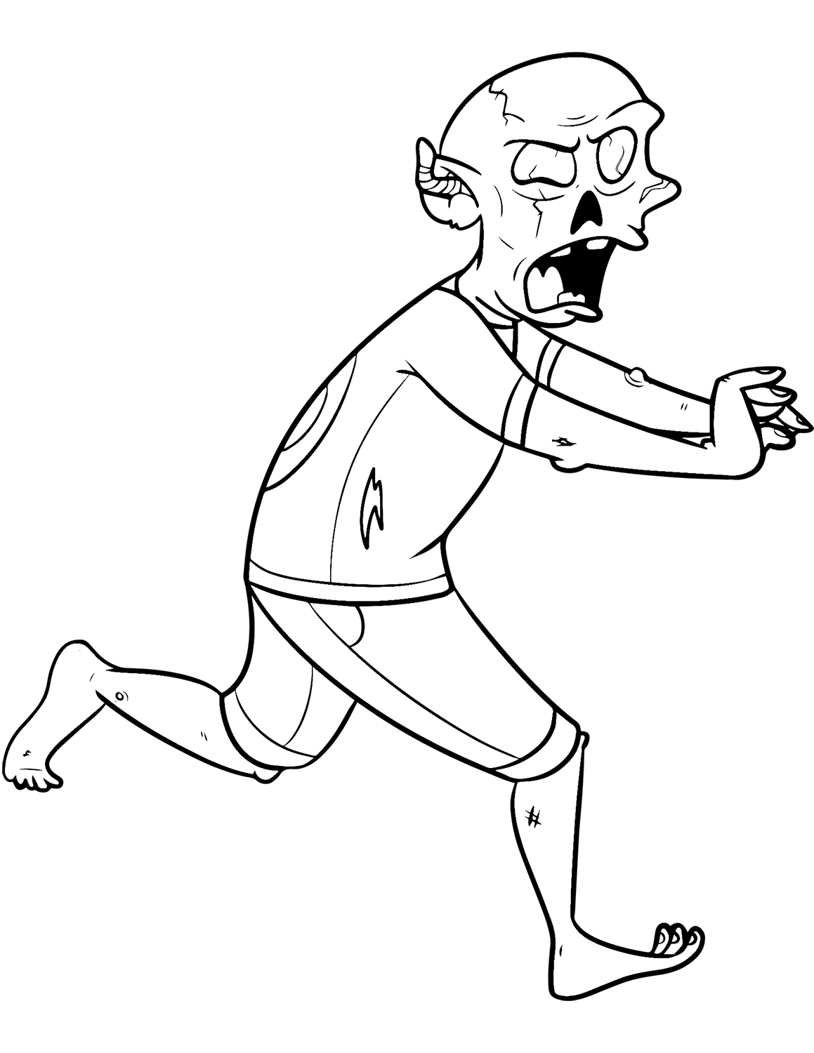 Coloriage Court Zombie - Zombie à imprimer