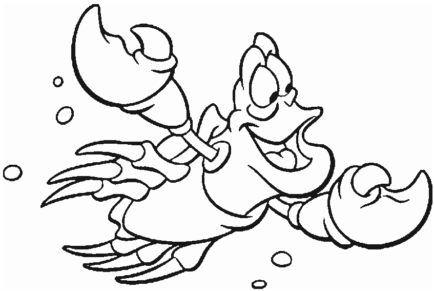 Coloriage Crabe De La Petite Sirène - Crabe à imprimer