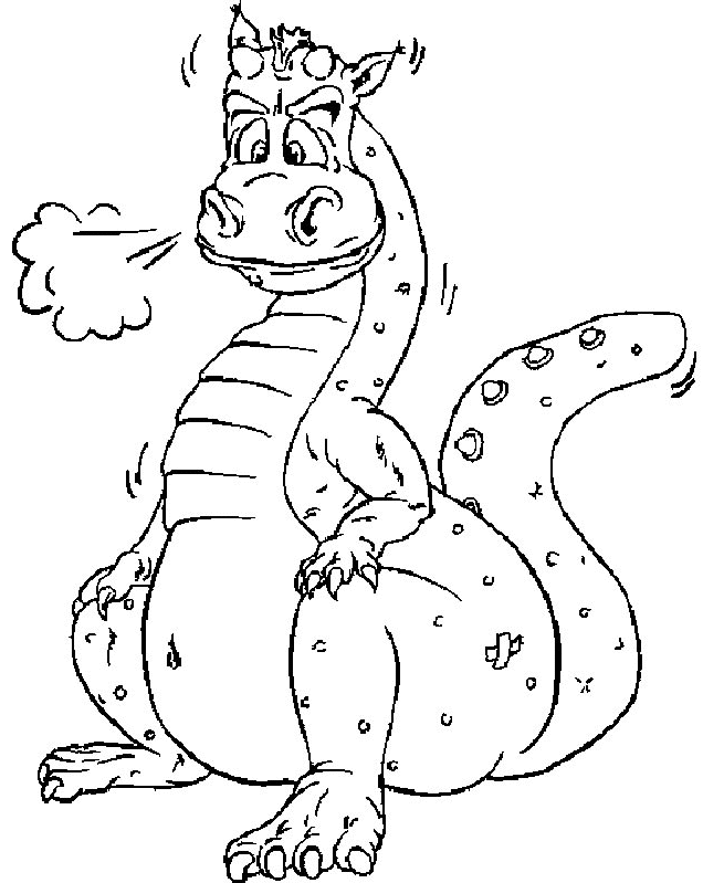 Coloriage Crache Soufle De La Fumee - Dragon à imprimer