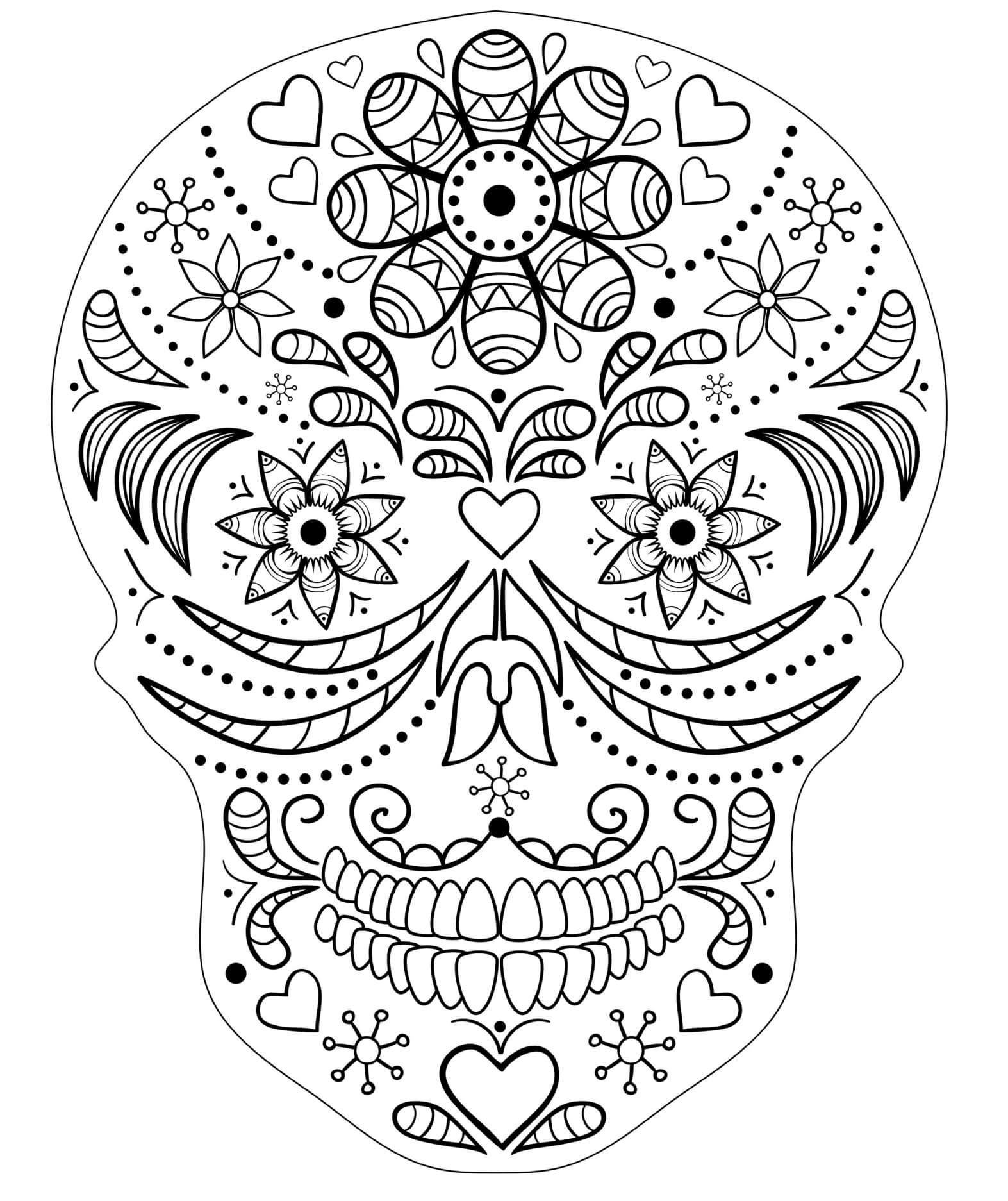 Coloriage Crane Squellette Halloween Mandala - Halloween à imprimer