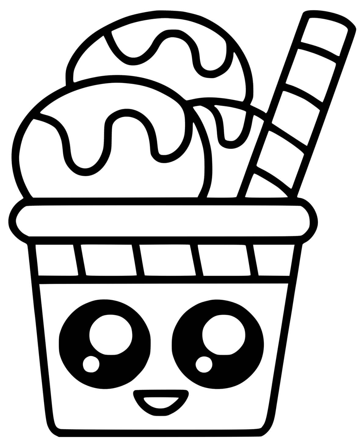 Coloriage Crème Glace Dessin Kawaii - Dessin kawaii à imprimer