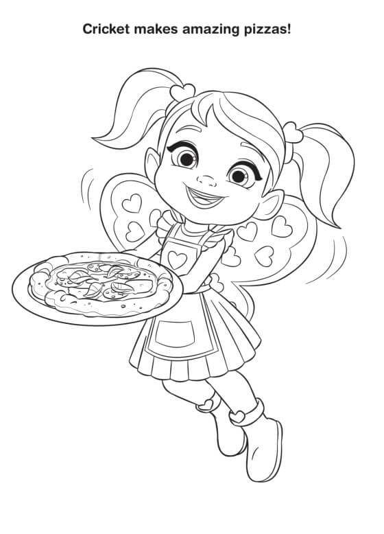 Coloriage Cricket Prepare Une Bonne Pizza Butterbean Café - Pizza à imprimer