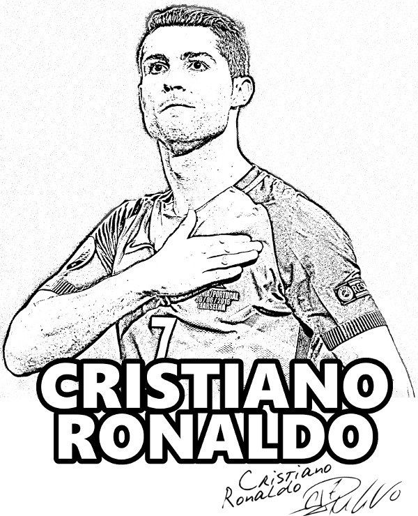 Coloriage Cristiano Ronaldo 7 Portugal Réaliste - Ronaldo à imprimer