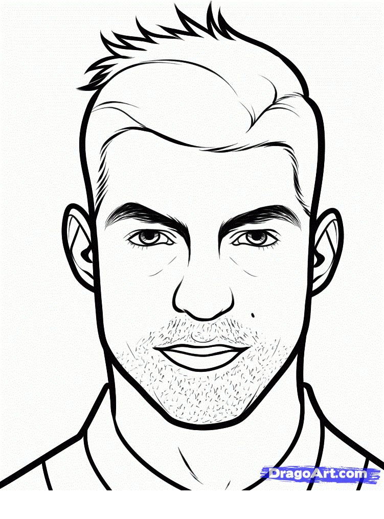 Coloriage Cristiano Ronaldo Cr7 Visage - Foot à imprimer