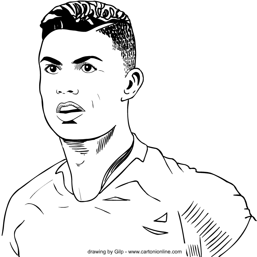 Coloriage Cristiano Ronaldo Portugal Football - Ronaldo à imprimer