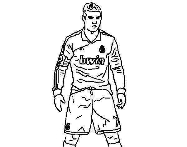 Coloriage Cristiano Ronaldo Real Madrid Victoire Position But - Foot à imprimer