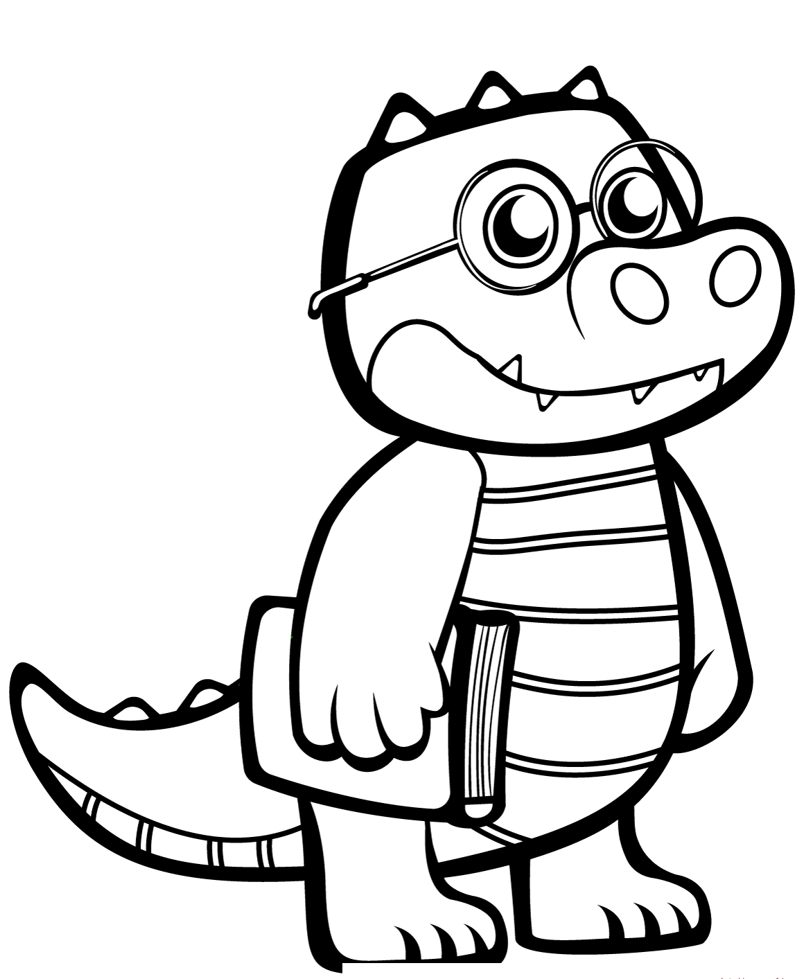 Coloriage Crocodile Avec Lunette Étudiant - Crocodile à imprimer