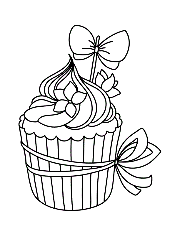 Coloriage Cupcake Anniversaire - Cupcake à imprimer