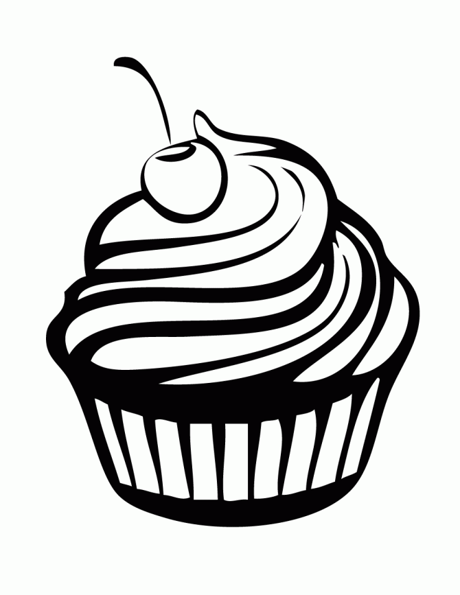 Coloriage Cupcake Cerise - Cupcake à imprimer