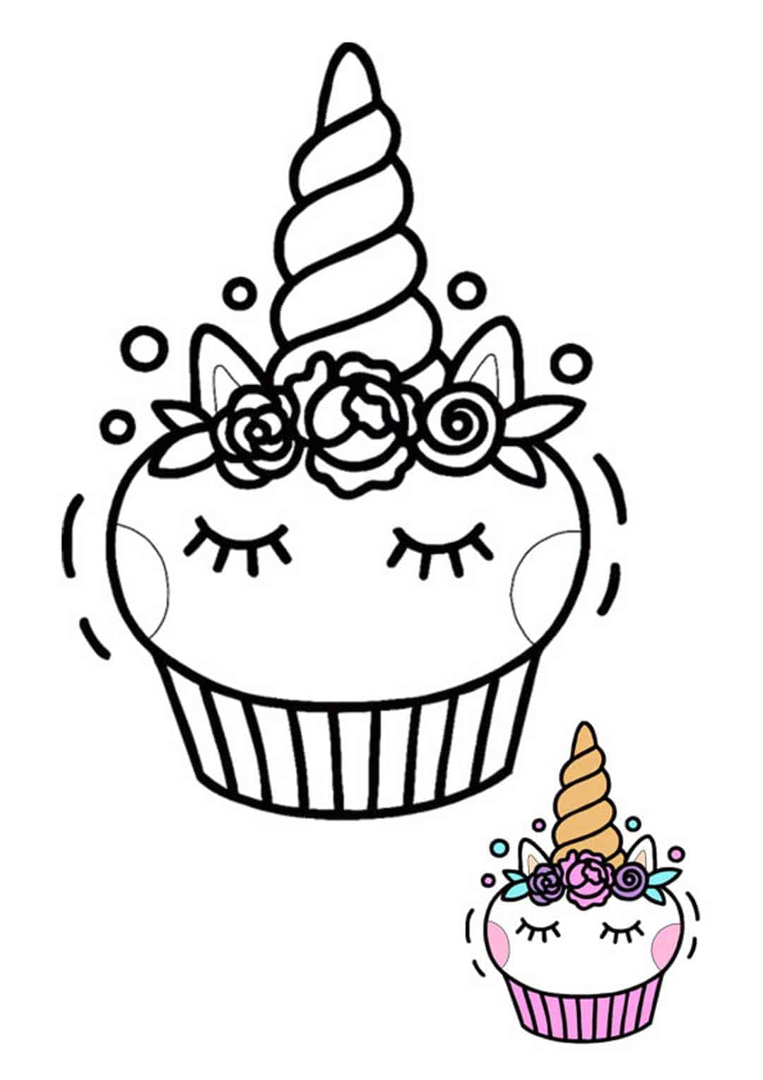 Coloriage Cupcake Gâteau Licorne Pour Fille - Licorne à imprimer