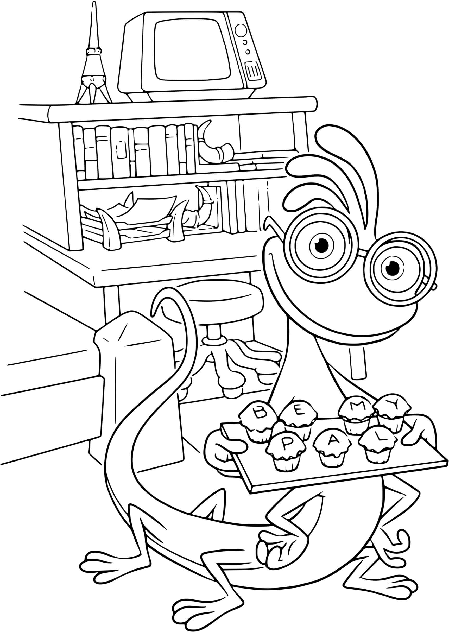 Coloriage Cupcake Monsters Inc - Monstres et Cie à imprimer