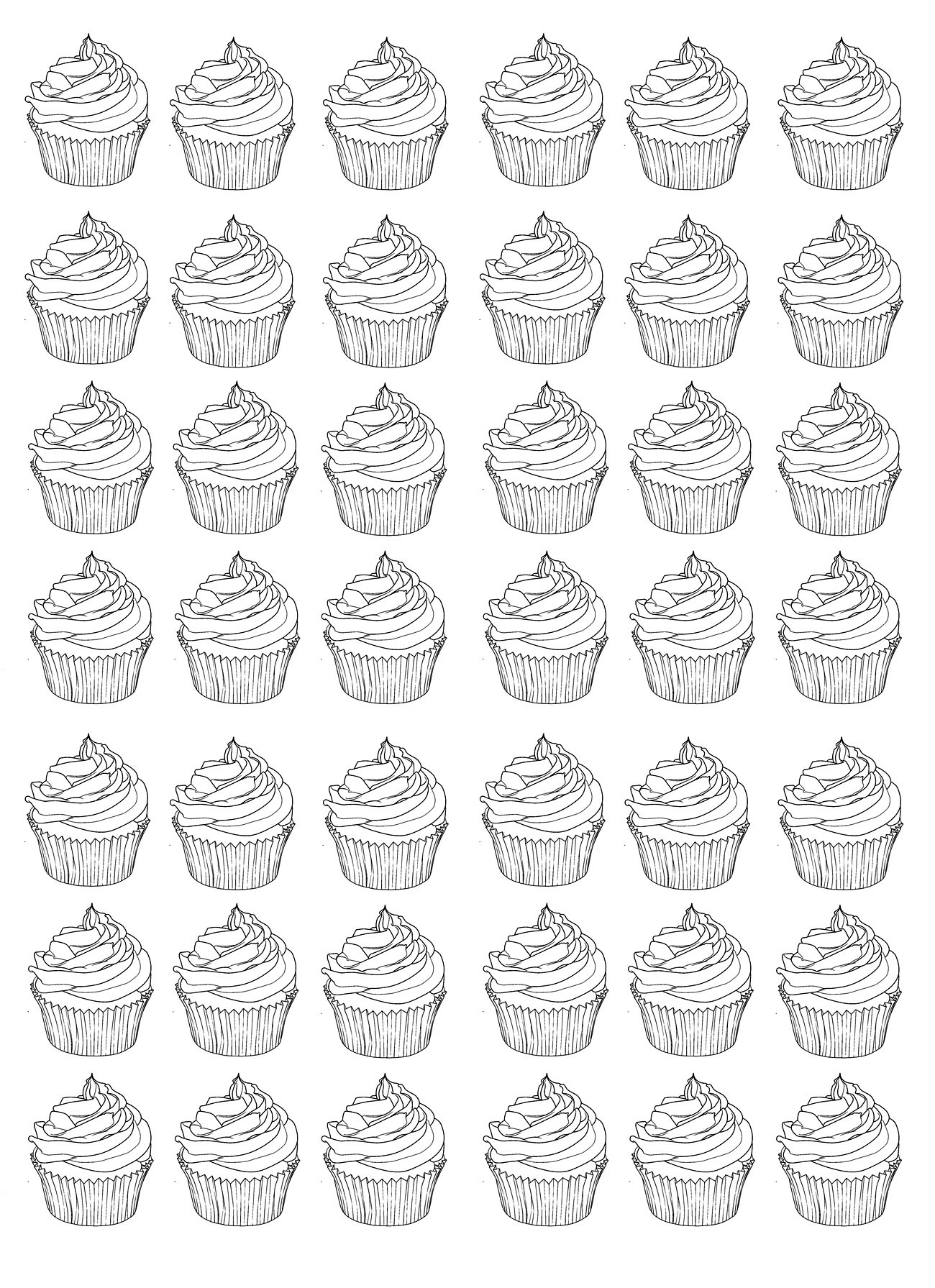 Coloriage Cupcakes Adulte Warhol Difficile - Cupcake à imprimer