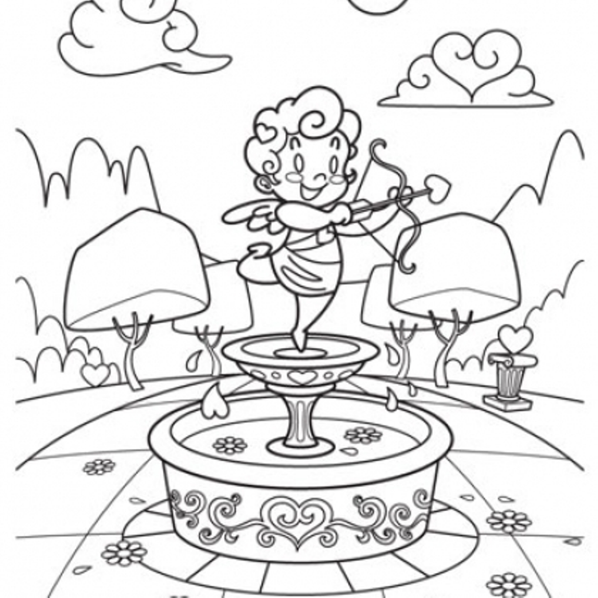 Coloriage Cupidon Saint-Valentin gratuit - Cupidon à imprimer