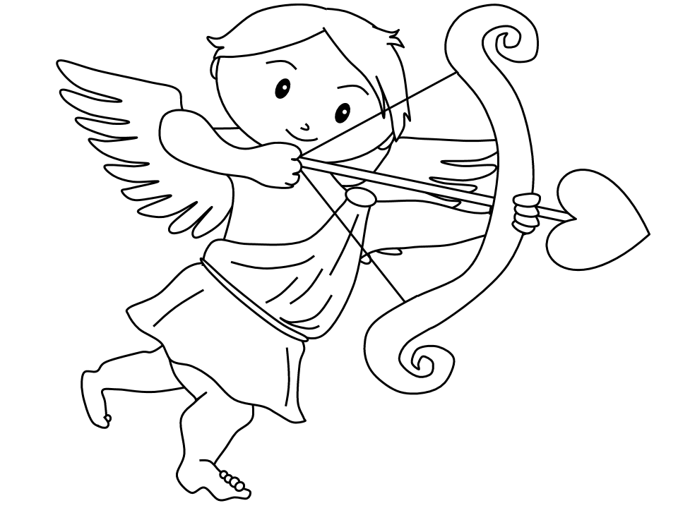 Coloriage Cupidon pour le jour de l'Amour - Cupidon à imprimer