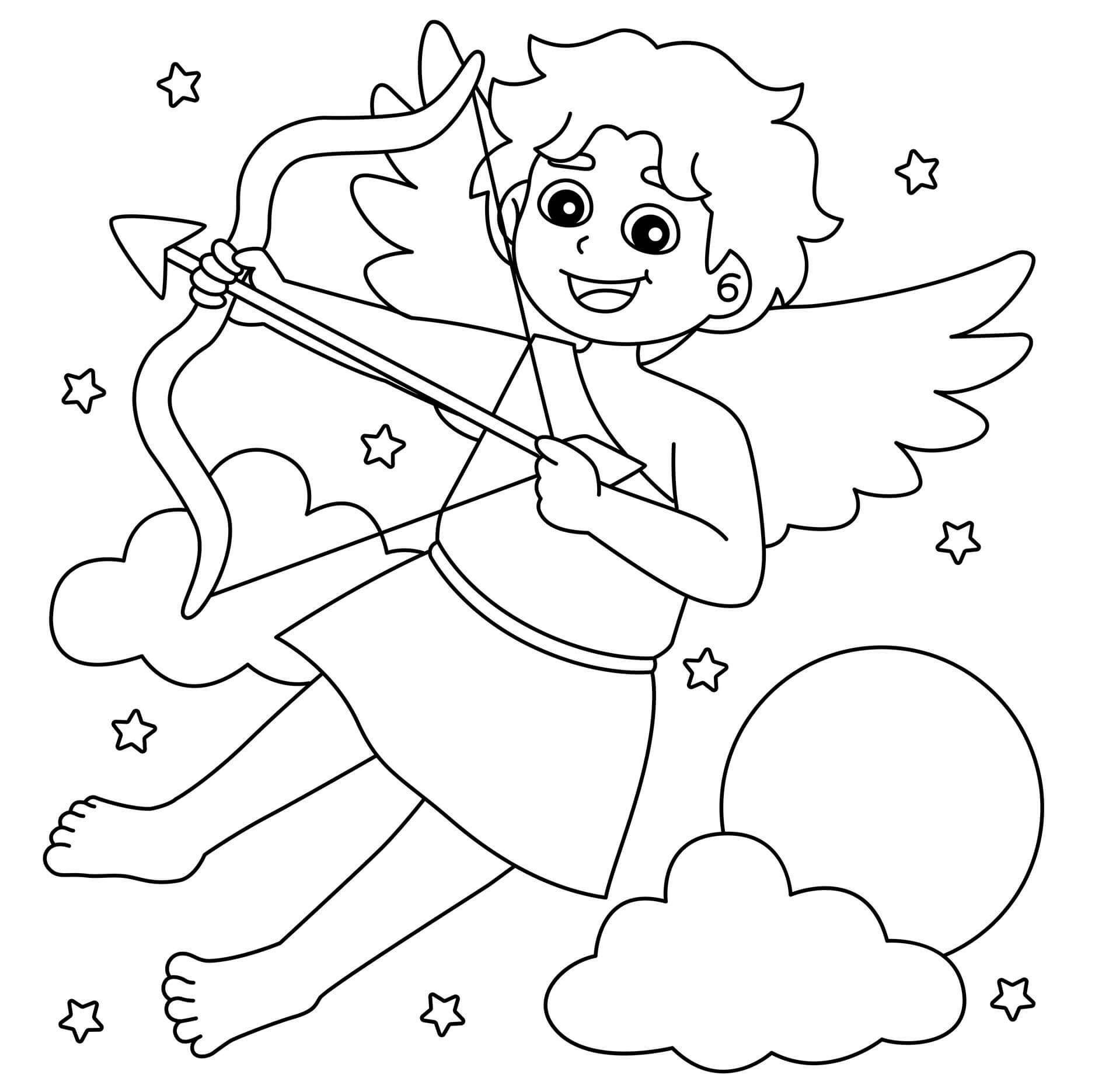 Coloriage Cupidon 14 Février - Saint-Valentin à imprimer