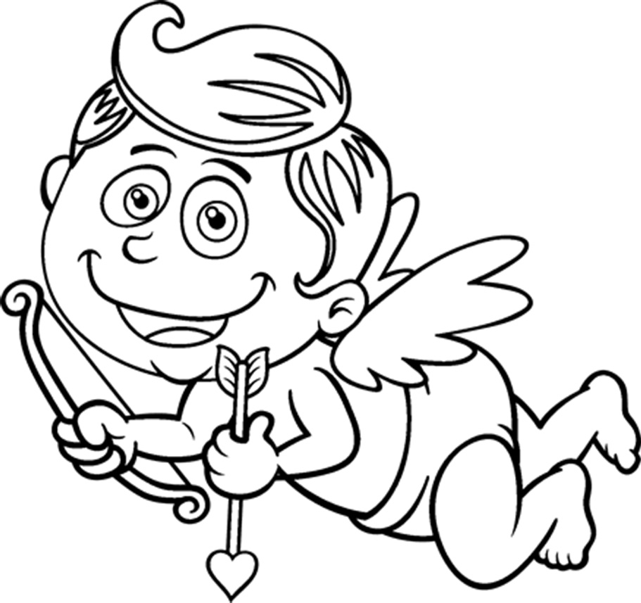 Coloriage Cupidon Content Saint Valentin - Saint-Valentin à imprimer