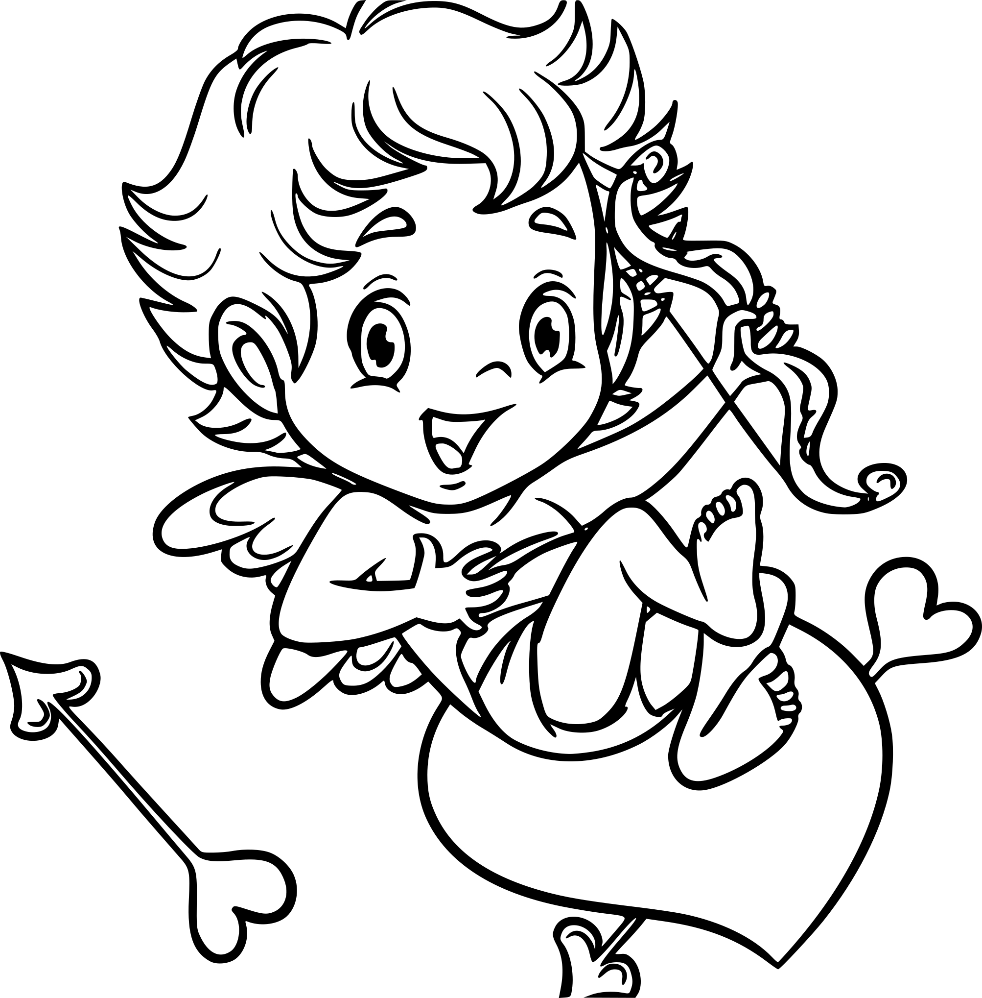 Coloriage Cupidon Mignon St Valentin - Saint-Valentin à imprimer