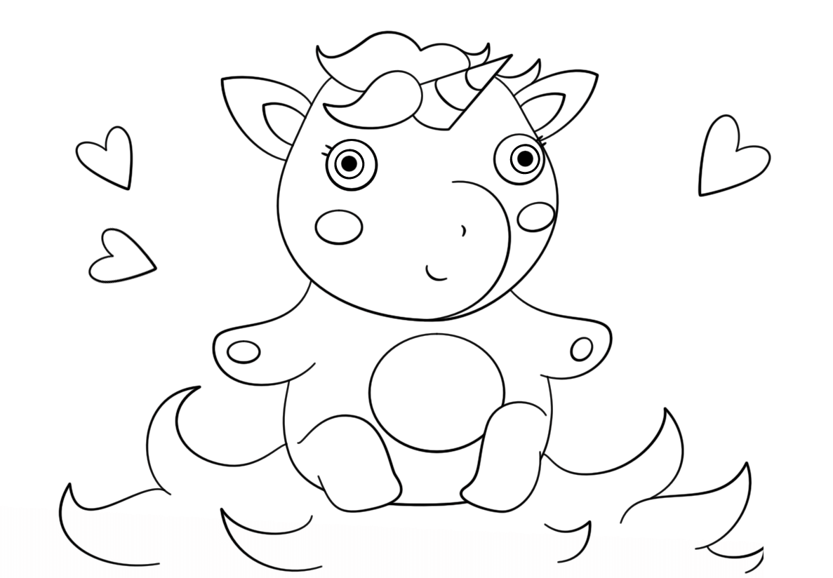 Coloriage Bébé Licorne Mignon - Licorne à imprimer