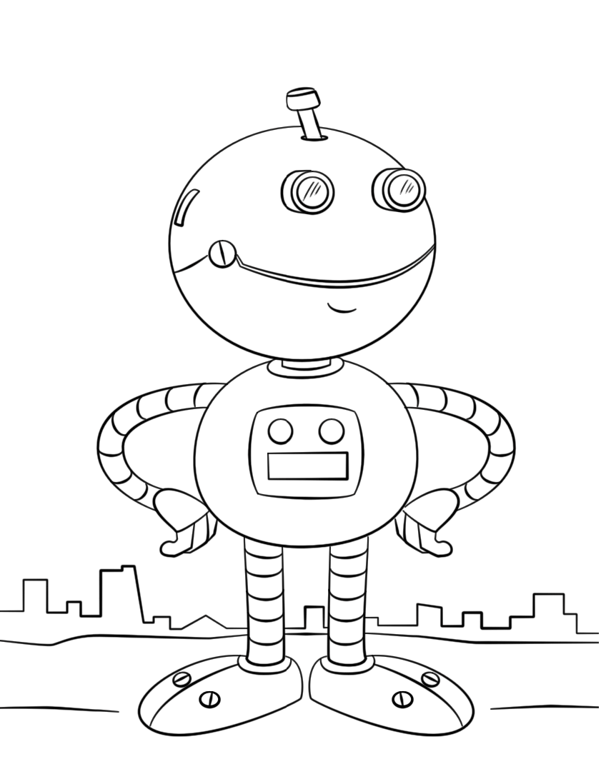 Coloriage Adorable Robot Cartoon Lena London - Robot à imprimer