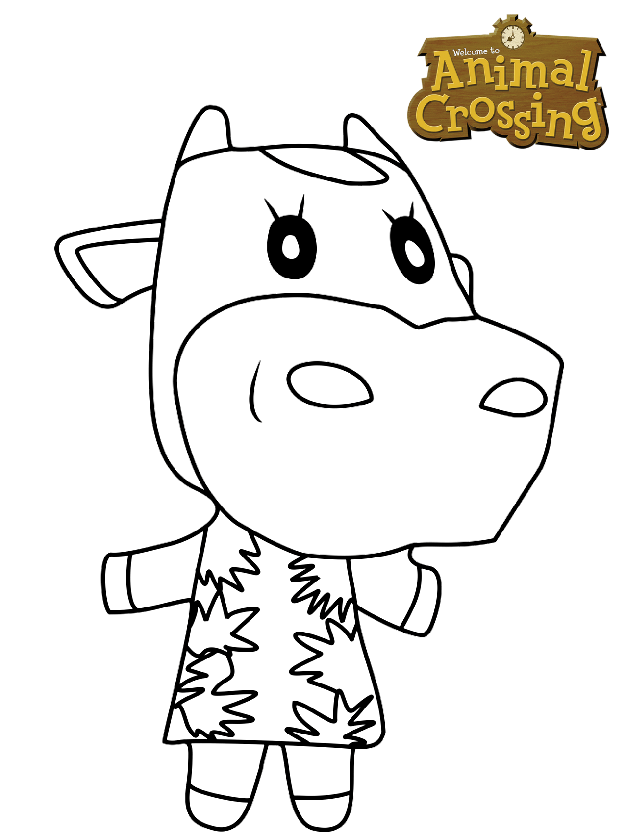 Coloriage Vache Mignonne Animal Crossing - Animal crossing à imprimer