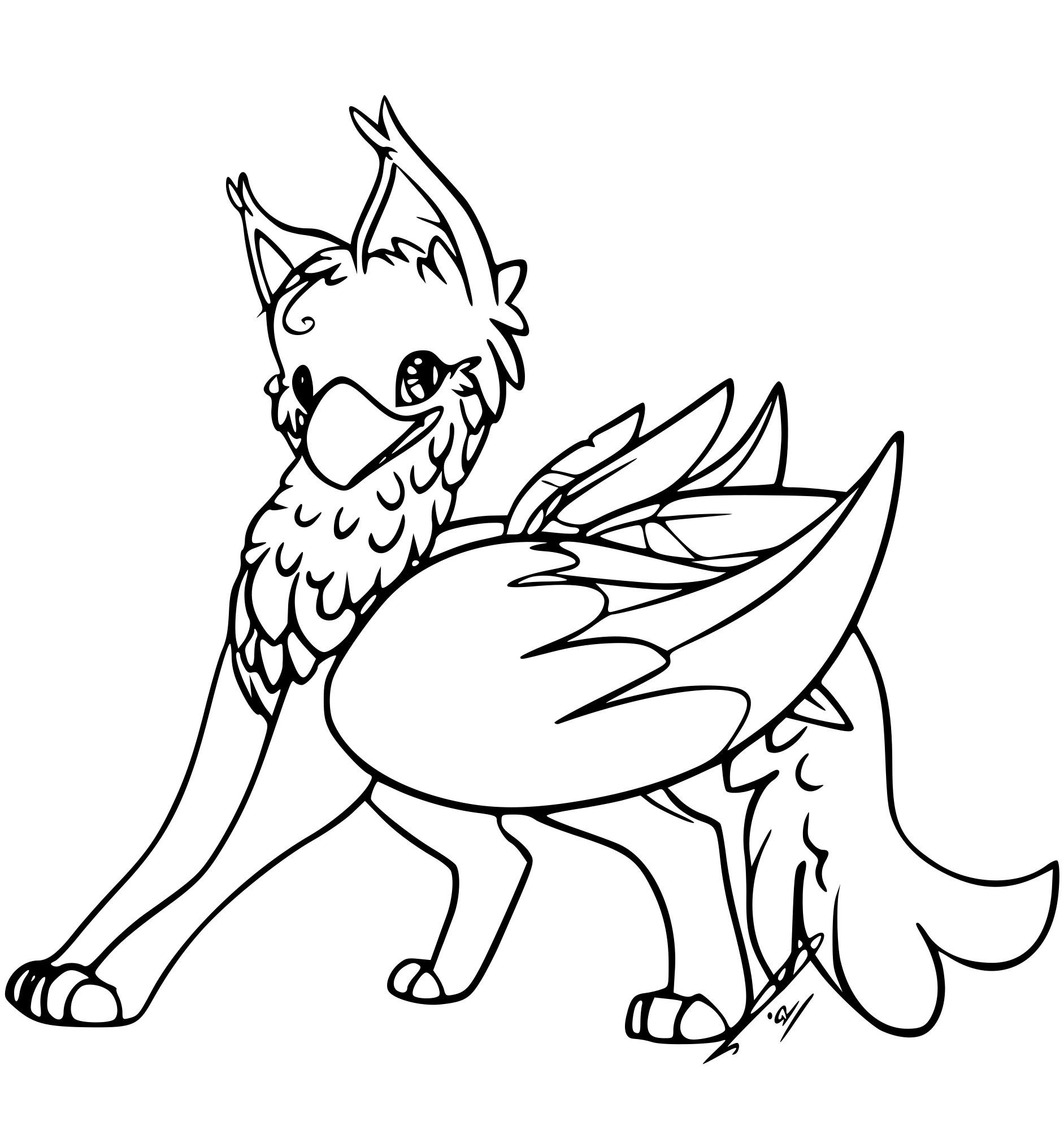 Coloriage Cute Gryphon Hd By Jaclynonacloudlines - Griffon à imprimer
