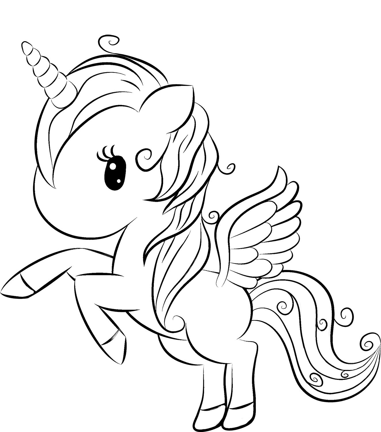 Coloriage Licorne mignonne #2 - Licorne à imprimer