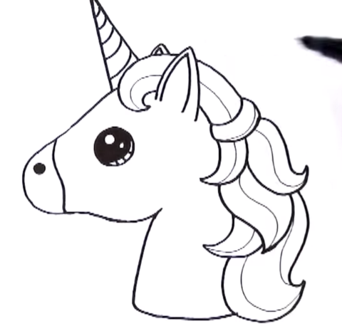 Coloriage Adorable Licorne Emoji Kawaii - Licorne à imprimer