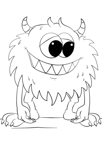 Coloriage Mignon Monstre Cartoon - Monstre à imprimer