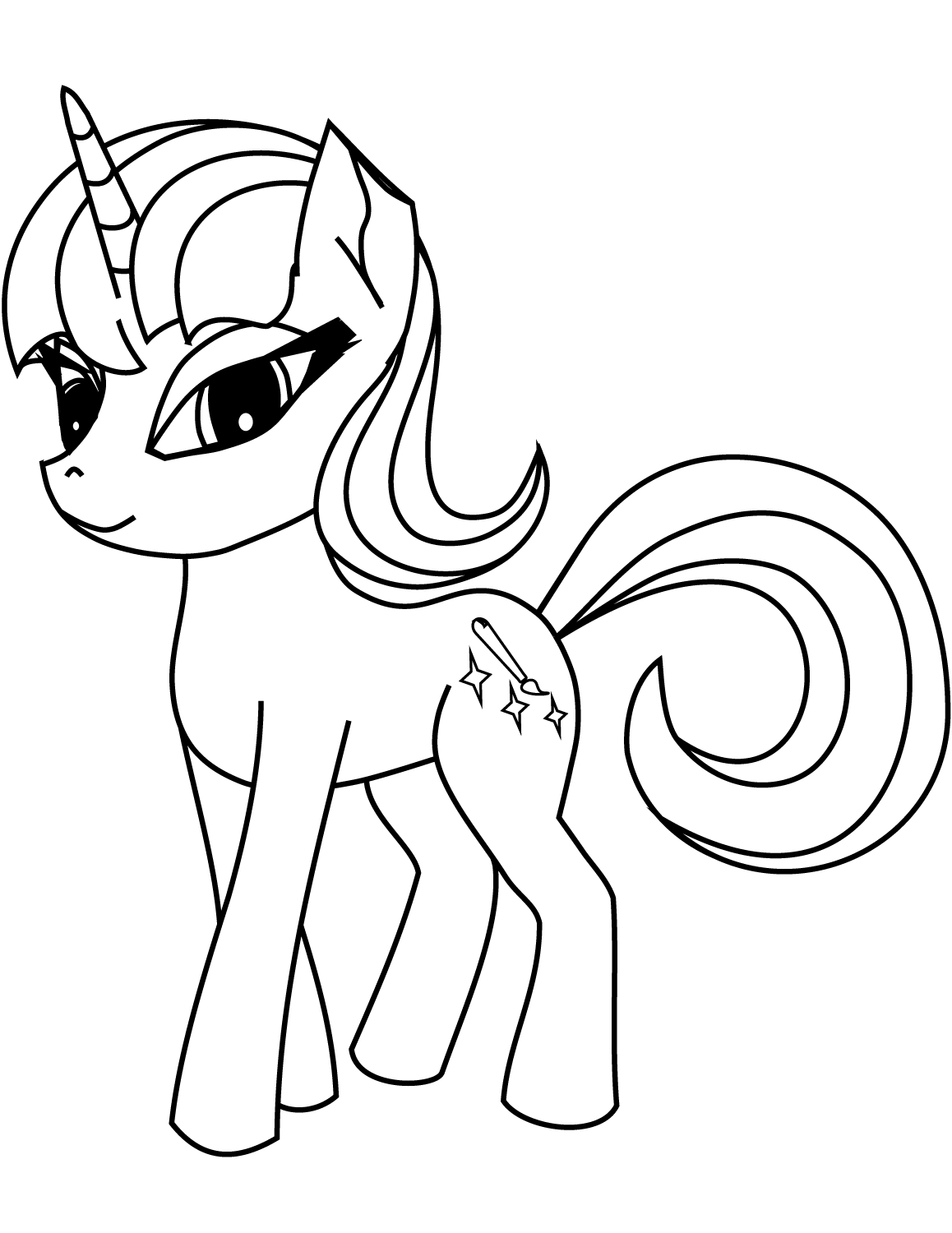 Coloriage Licorne mignonne aux ailes magiques - Licorne à imprimer