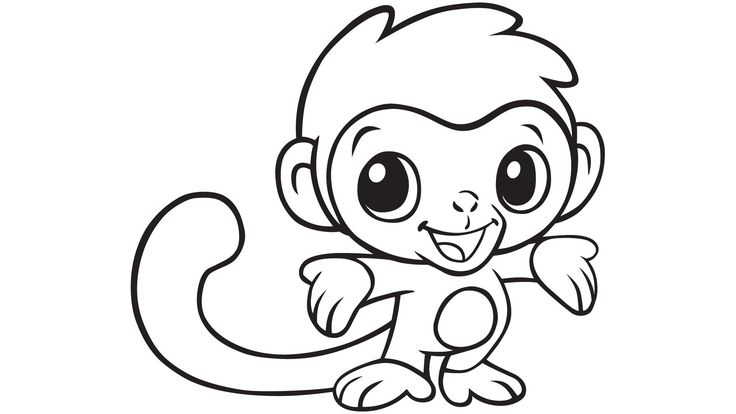 Coloriage Petit Singe Mignon - Animaux mignon à imprimer