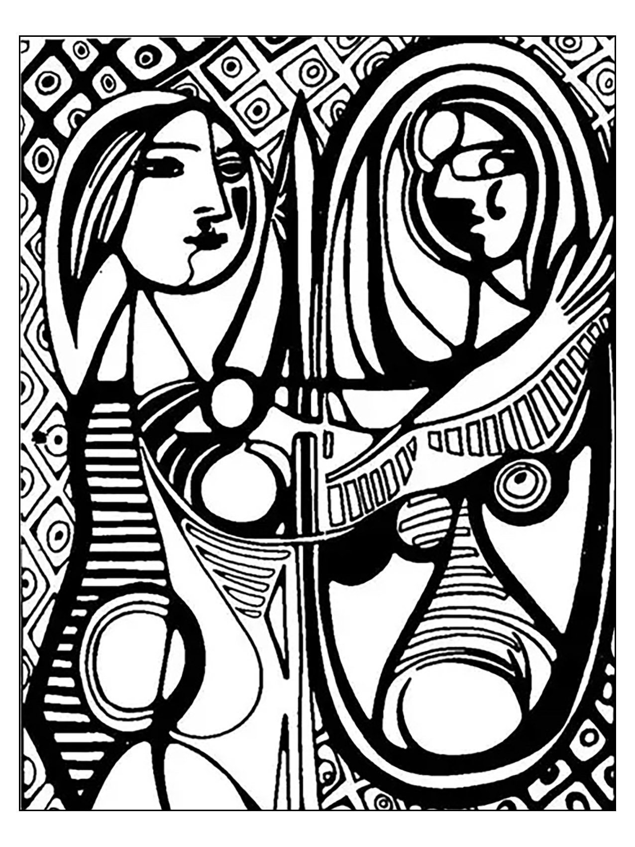 Coloriage D'Après Picasso Femme Au Miroir Picasso - Art à imprimer