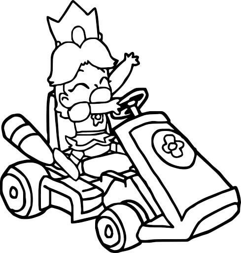 Coloriage Daisy Mario Kart - Mario kart à imprimer