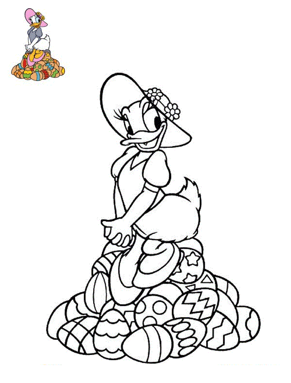 Coloriage Daisy Œufs Pâques Disney - Pâques Disney à imprimer