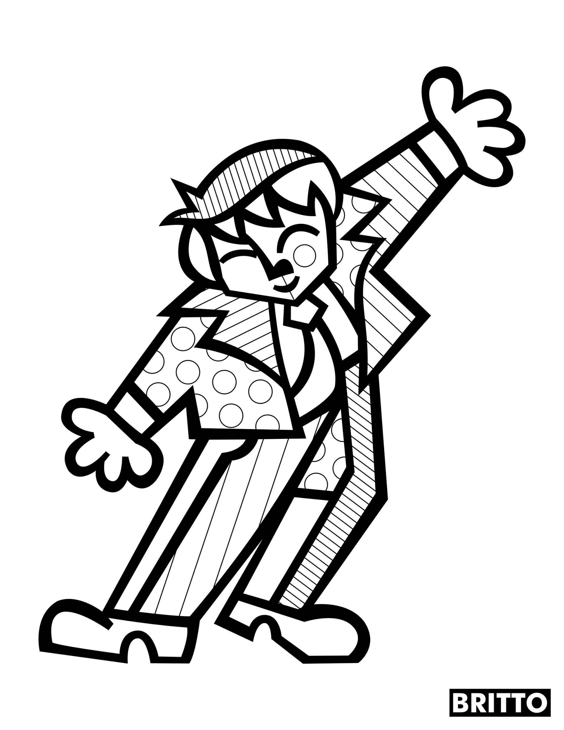 Coloriage Danseur Homme Joyeux Par Britto - Romero britto à imprimer