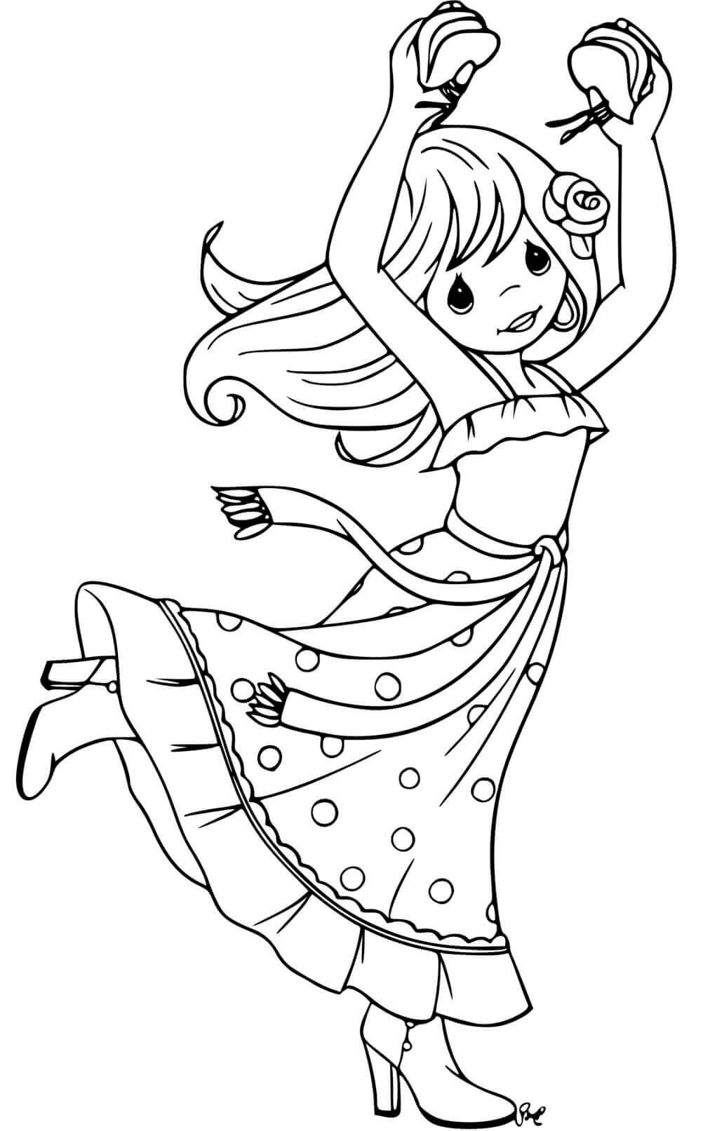 Coloriage Danseuse Espagnole - Espagne à imprimer