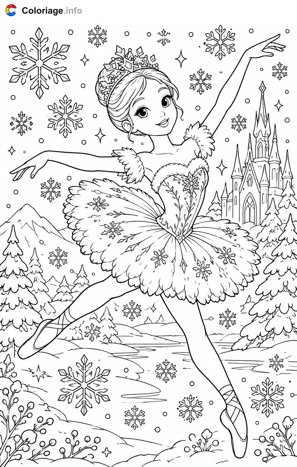 Ballerina und die Schneefee – Ausmalbilder zum Ausdrucken — Ausmalbild
