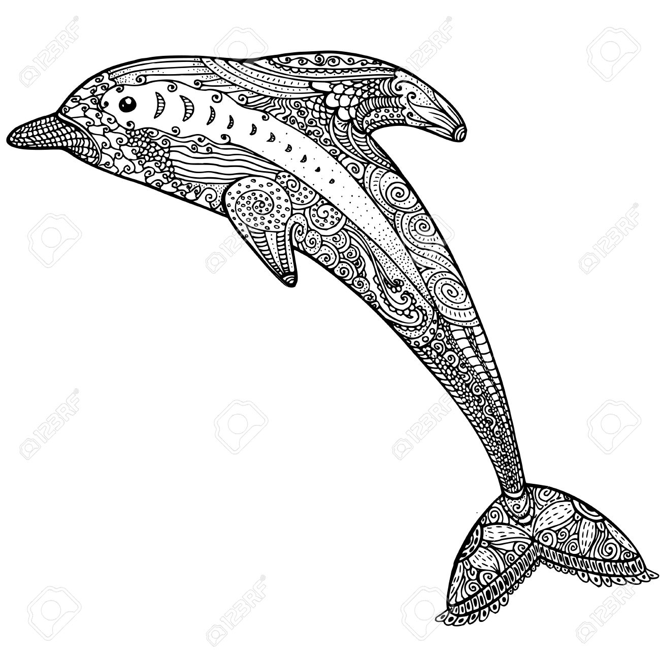 Coloriage Dauphin Animaux Dessin Adulte Zen Difficile - Adulte animaux à imprimer