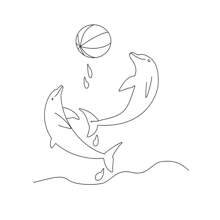 Coloriage Dauphin Avec Ballon - Animaux à imprimer