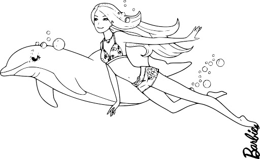 Coloriage Dauphin Barbie Princesse - Dauphin à imprimer