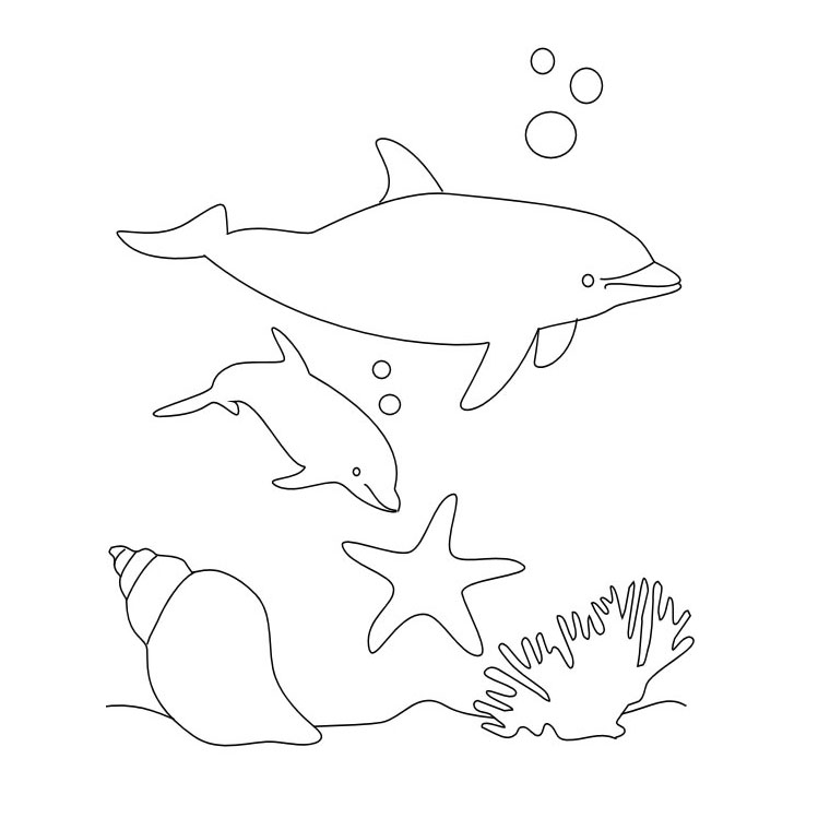 Coloriage Dauphin Bleu - Animaux à imprimer