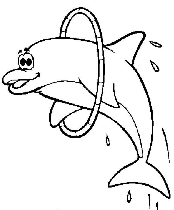Coloriage Dauphin Dans Un Cerceau - Animaux à imprimer