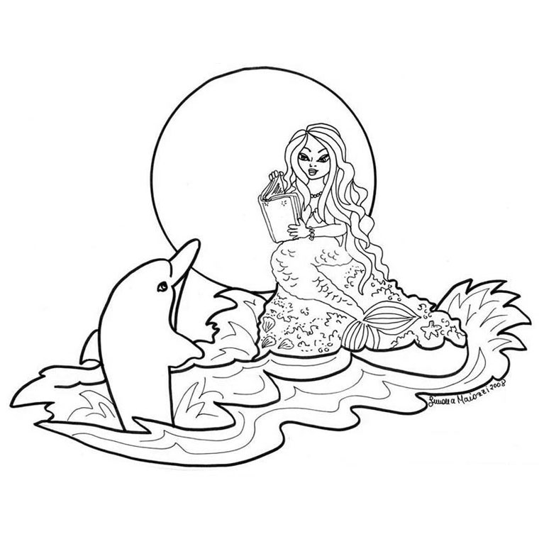Coloriage Dauphin Et Sirène - Animaux à imprimer