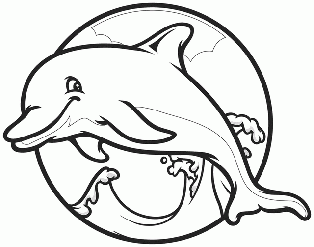 Coloriage Dauphin Facile Maternelle - Animaux de la mer à imprimer