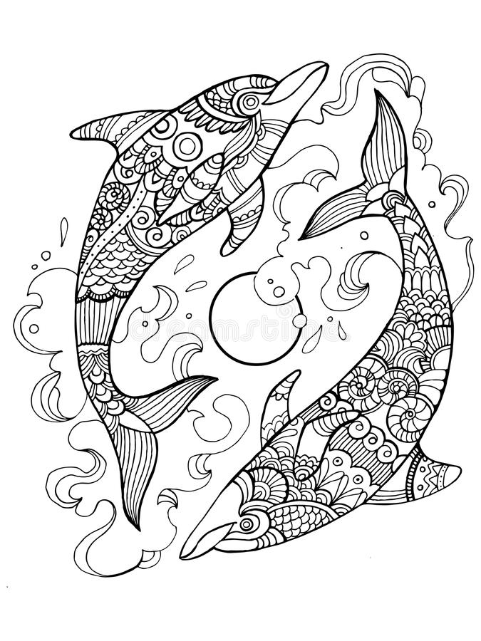 Coloriage Dauphin Mandala Adulte Relax - Dauphin à imprimer