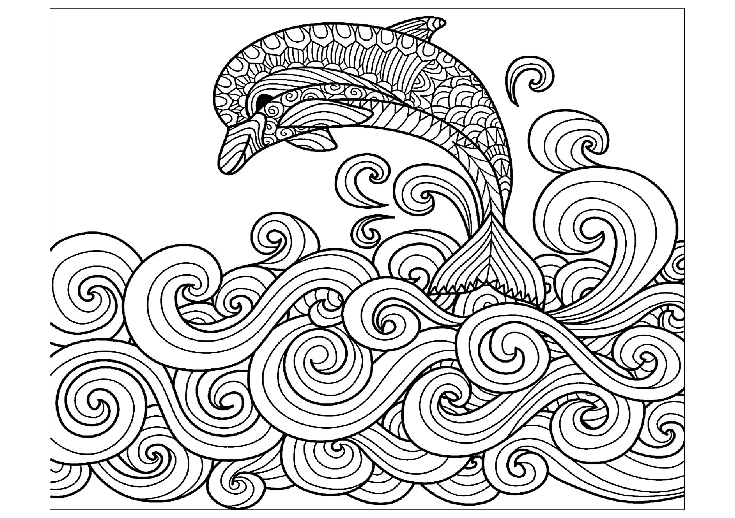 Coloriage Dauphin Mandala - Mandala à imprimer