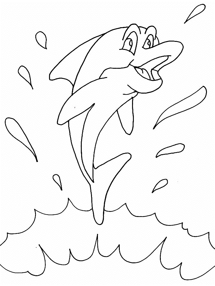 Coloriage Dauphin Saute Et Fait Eclabousseur - Animaux à imprimer
