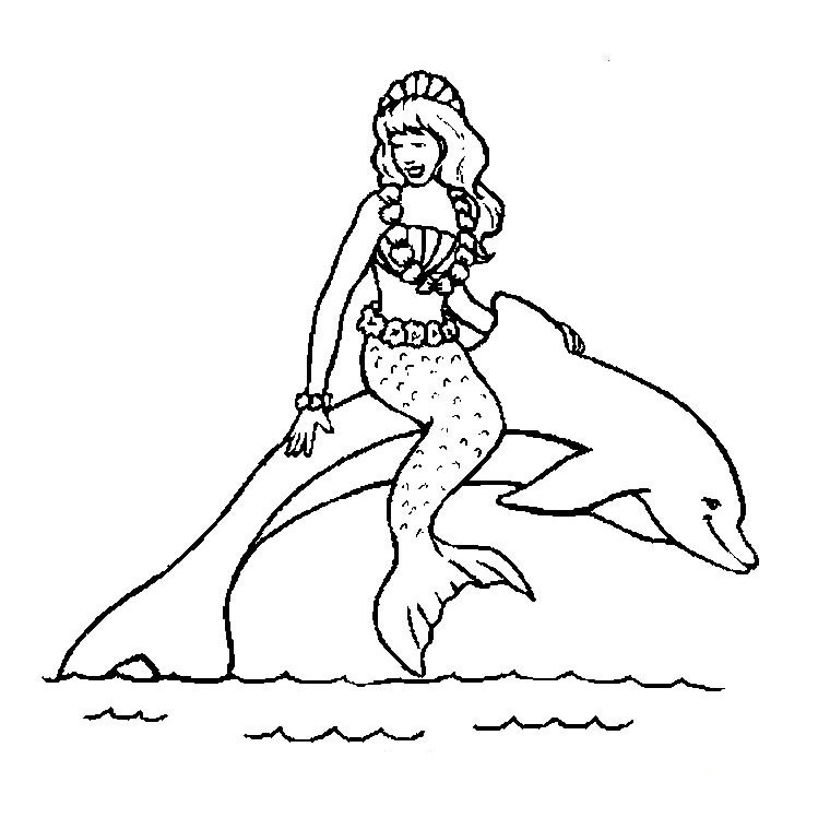 Coloriage Dauphin Sirène - Animaux à imprimer