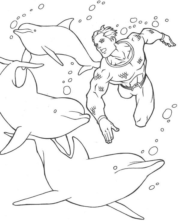 Coloriage Dauphins Et Un Plongeur - Animaux à imprimer