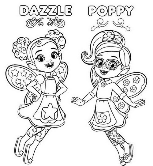 Coloriage Dazzle Et Poppy Butterbean Café Enchanté - Butterbean's Café enchanté à imprimer